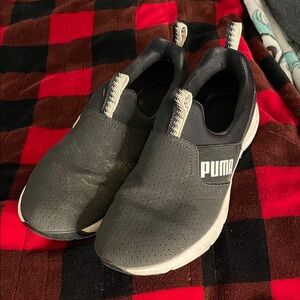 Puma Slip-On Athletic Shoes - Black and White Accents